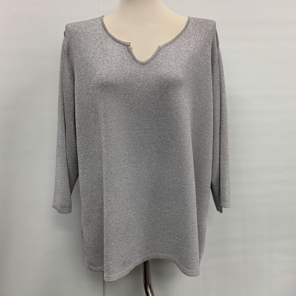 Joseph A. Women's Top 3X Glittery Silver NWT - Picture 1 of 9